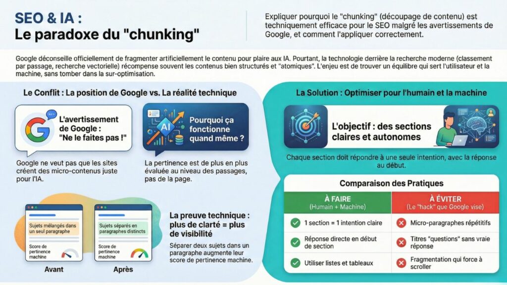 Qu'est-ce que le chunking quand nous parlons seo et ia, concrètement