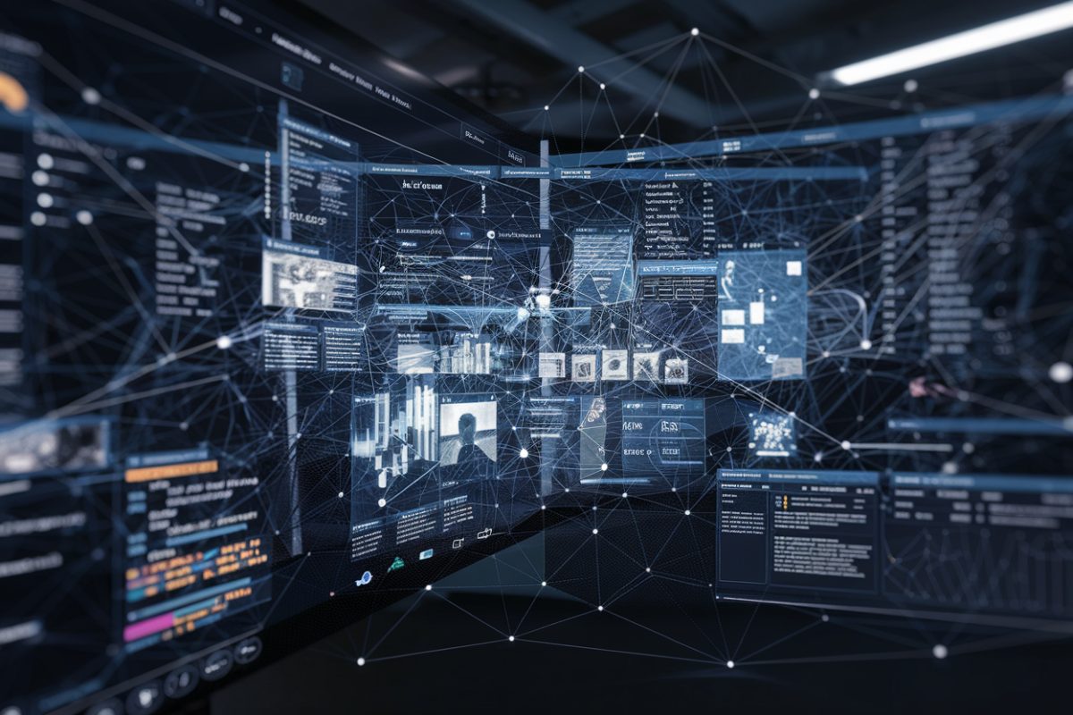 Graphique numérique représentant le crawl web et les données interconnectées.