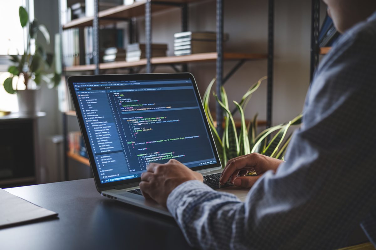 Personne modifiant un fichier robots.txt sur un ordinateur portable